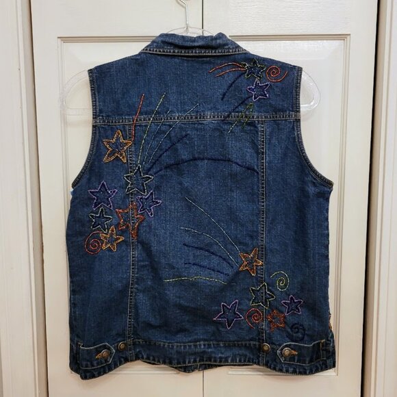 Chico's Design Embroidered Denim Vest Size 1 - Picture 6 of 6